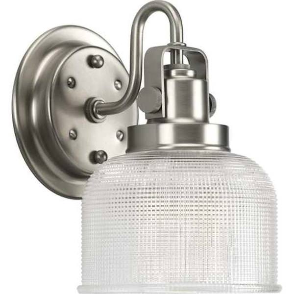 1 Light 120 volt Antique Nickel Vanity Clear Double Prismatic Glass Light Fixture
