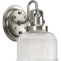 Progress Lighting 1 Light 120 volt Antique Nickel Vanity Clear Double Prismatic Glass Light Fixture