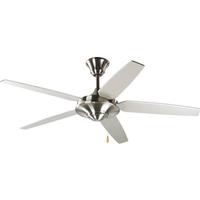 Progress Lighting 54" Brushed Nickel 5 Silver/Natural Cherry Reversible Blade Ceiling Fan