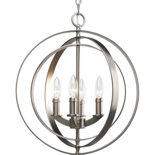 4 Light Brushed Silver Coastal Style Equinox Collection Pendant Light Fixture