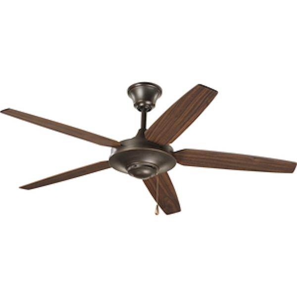 54" Antique Bronze 5 Medium Cherry/Classic Walnut Reversible Blade Ceiling Fan