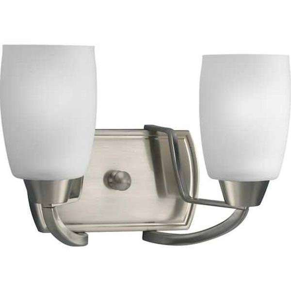 2 Light 120 volt Brushed Nickel Vanity Etched Glass Light Fixture