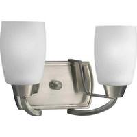 View 2 Light 120 volt Brushed Nickel Vanity Etched Glass Light Fixture