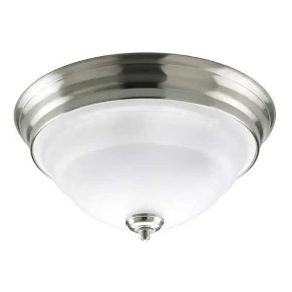 2 Light 120 volt Brushed Nickel Etched Glass Ceiling Light Fixture