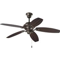 Progress Lighting 54" Antique Bronze 5 Toasted Oak Blade Indoor/Outdoor Ceiling Fan