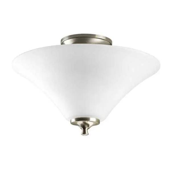 2 Light 120 volt Brushed Nickel Etched Glass Bowl Semi-Flush Ceiling Light Fixture