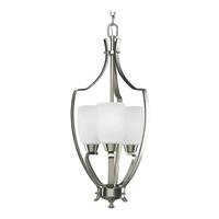 Progress Lighting 3 Light Brushed Nickel Etched White Glass Hall & Foyer Light Fixture