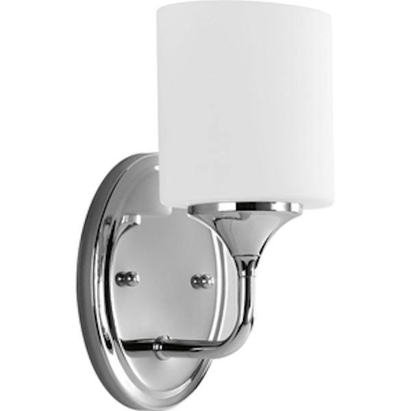 1 Light 120 volt Polished Chrome Vanity Etched Opal Glass Light Fixture