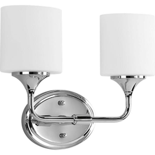 2 Light 120 volt Polished Chrome Vanity Etched Opal Glass Light Fixture