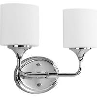 View 2 Light 120 volt Polished Chrome Vanity Etched Opal Glass Light Fixture
