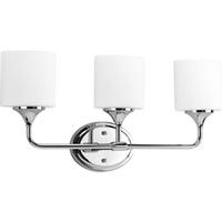View 3 Light 120 volt Polished Chrome Vanity Etched Opal Glass Light Fixture