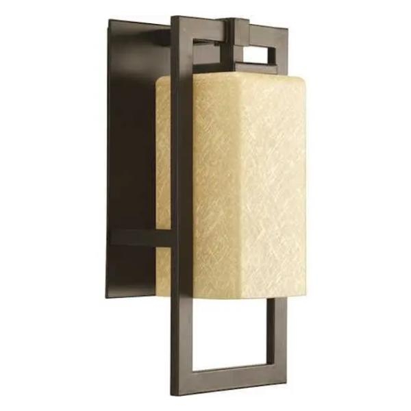1 Light Antique Bronze with Umber Flax Glass Shade Small Jack Wall Light Fixture
