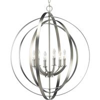 Progress Lighting 6 Light Brushed Silver Coastal Style Equinox Collection Pendant Light Fixture