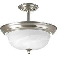 Progress Lighting 2 Light 120 volt Brushed Nickel Alabaster Glass Bowl Ceiling Light Fixture