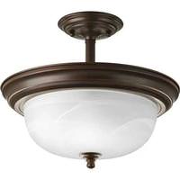 Progress Lighting 2 Light 120 volt Antique Bronze Alabaster Glass Bowl Ceiling Light Fixture