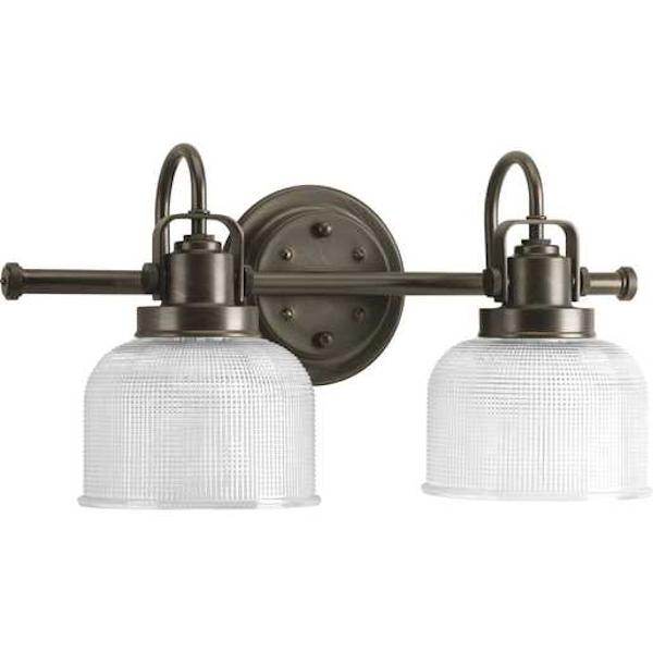 2 Light 120 volt Venetian Bronze Vanity Clear Double Prismatic Glass Light Fixture