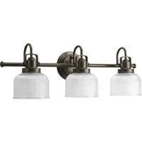 View 3 Light 120 volt Venetian Bronze Vanity Clear Double Prismatic Glass Light Fixture