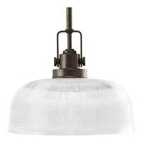 Progress Lighting 1 Light Venetian Bronze Double Prismatic Glass Shade Pendant Light Fixture