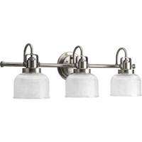 View 3 Light 120 volt Antique Nickel Vanity Clear Double Prismatic Glass Light Fixture