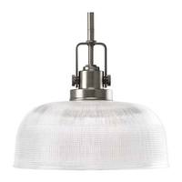 Progress Lighting 1 Light Antique Nickel Double Prismatic Glass Shade Pendant Light Fixture