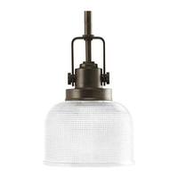 Progress Lighting 1 Light Venetian Bronze Double Prismatic Glass Shade Pendant Light Fixture