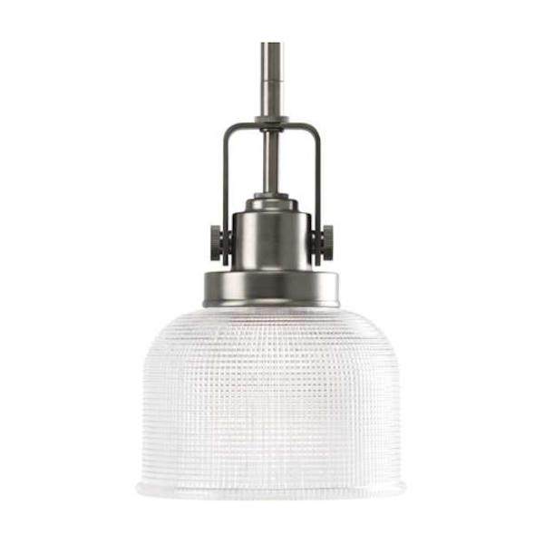 1 Light Antique Nickel Double Prismatic Glass Shade Pendant Light Fixture
