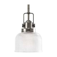 Progress Lighting 1 Light Antique Nickel Double Prismatic Glass Shade Pendant Light Fixture