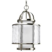 Progress Lighting 1 Light Brushed Nickel Distressed Glass with Etched Shade Pendant Light Fixture