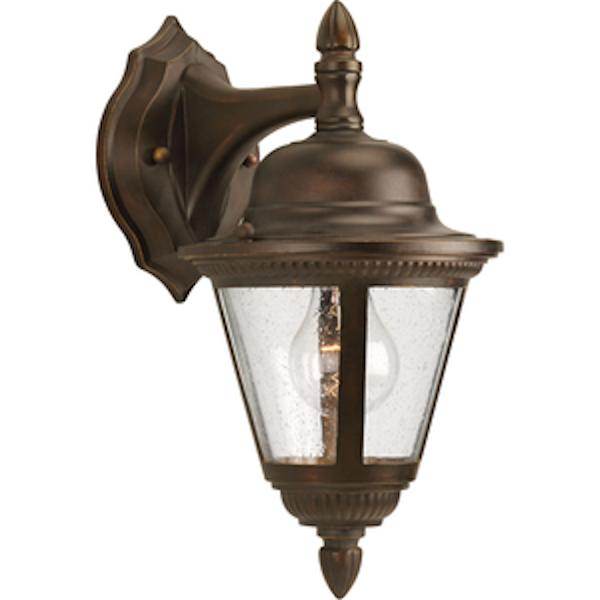 1 Light Antique Bronze with Clear Seeded Glass Wall Light Fixture
