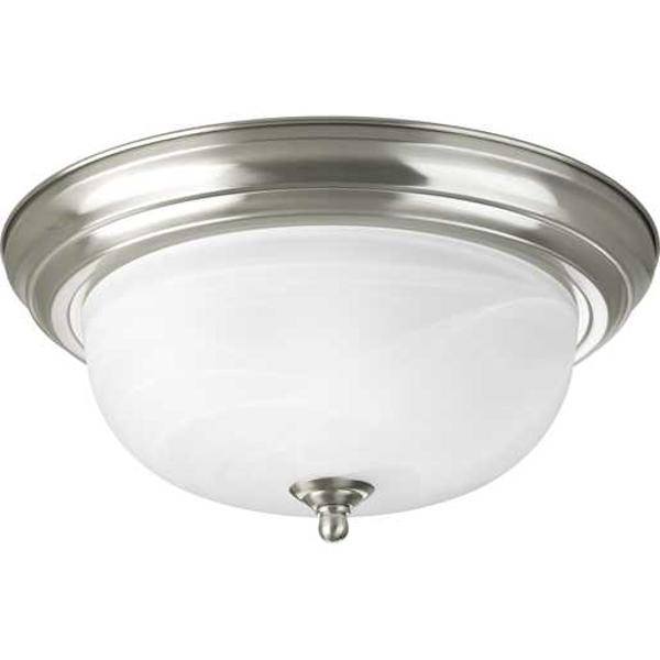 2 Light 120 volt Brushed Nickel Alabaster Glass Ceiling Light Fixture