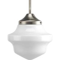 Progress Lighting 1 Light Brushed Nickel White Opal Glass Shade Mini Pendant Light Fixture
