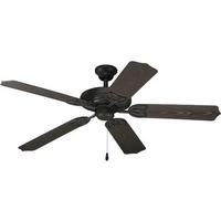 Progress Lighting 52" Black 5 Blade Indoor/Outdoor Ceiling Fan