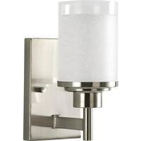 Progress Lighting 1 Light 120 volt Brushed Nickel Vanity Etched Linen With Clear Edge Glass Light Fixture