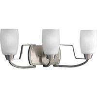 View 3 Light 120 volt Brushed Nickel Vanity Etched Glass Light Fixture