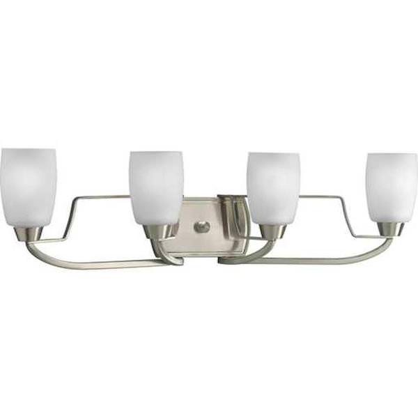 4 Light 120 volt Brushed Nickel Vanity Etched Glass Light Fixture
