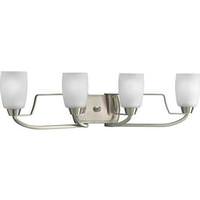 Progress Lighting 4 Light 120 volt Brushed Nickel Vanity Etched Glass Light Fixture