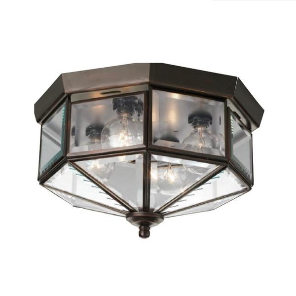 4 Light 120 volt Bronze Clear Beveled Glass Ceiling Light Fixture