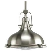 Progress Lighting 1 Light Brushed Nickel Fresnel Glass Lens Pendant Light Fixture
