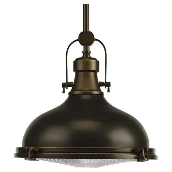 1 Light Oil Rubbed Bronze Fresnel Glass Lens Pendant Light Fixture