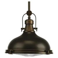 Progress Lighting 1 Light Oil Rubbed Bronze Fresnel Glass Lens Pendant Light Fixture
