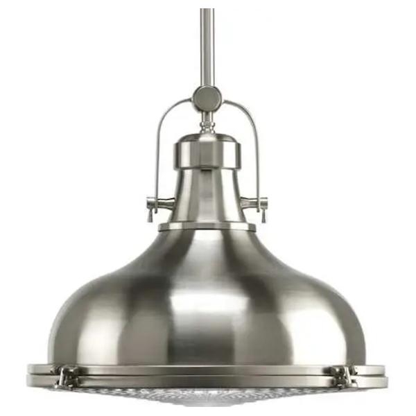 1 Light Brushed Nickel Fresnel Glass Lens Pendant Light Fixture