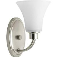 Progress Lighting 1 Light 120 volt Brushed Nickel Vanity Etched Glass Light Fixture