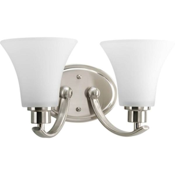 2 Light 120 volt Brushed Nickel Vanity Etched Glass Light Fixture