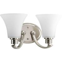 Progress Lighting 2 Light 120 volt Brushed Nickel Vanity Etched Glass Light Fixture