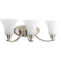 Progress Lighting 3 Light 120 volt Brushed Nickel Vanity Etched Glass Light Fixture