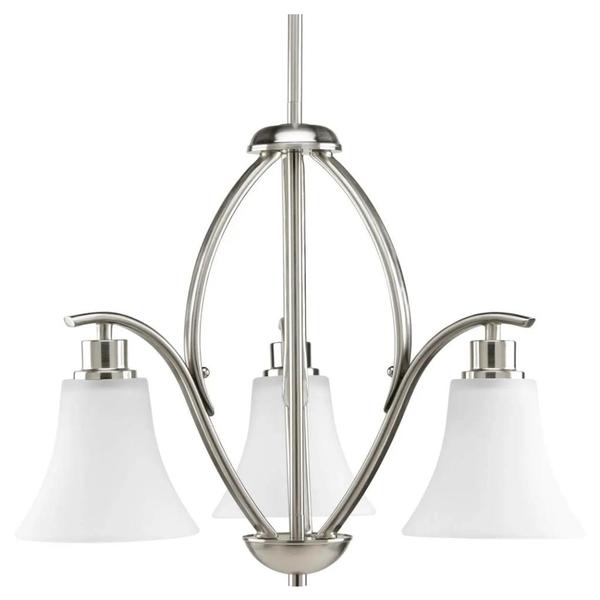3 Light Brushed Nickel Etched Glass Shade Chandelier Light Fixture