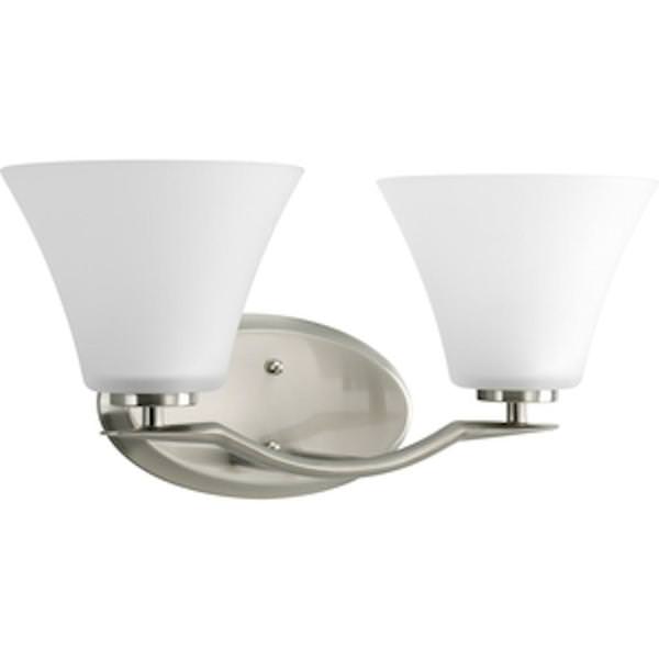 2 Light 120 volt Brushed Nickel Vanity Etched Glass Light Fixture
