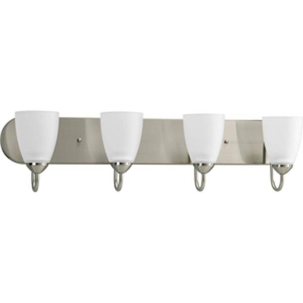 4 Light 120 volt Brushed Nickel Vanity Etched Glass Light Fixture