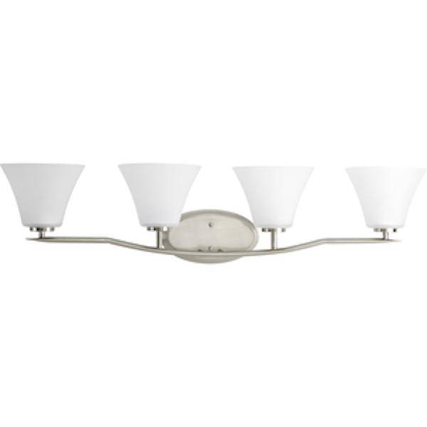 4 Light 120 volt Brushed Nickel Vanity Etched Glass Light Fixture