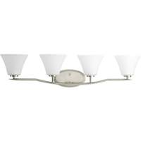 View 4 Light 120 volt Brushed Nickel Vanity Etched Glass Light Fixture